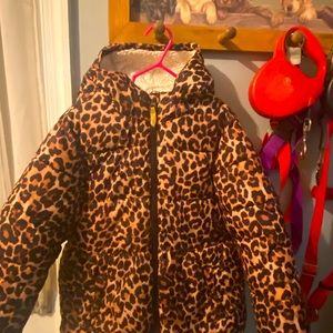 Size 7 Leopard print cozy puffer winter jacket